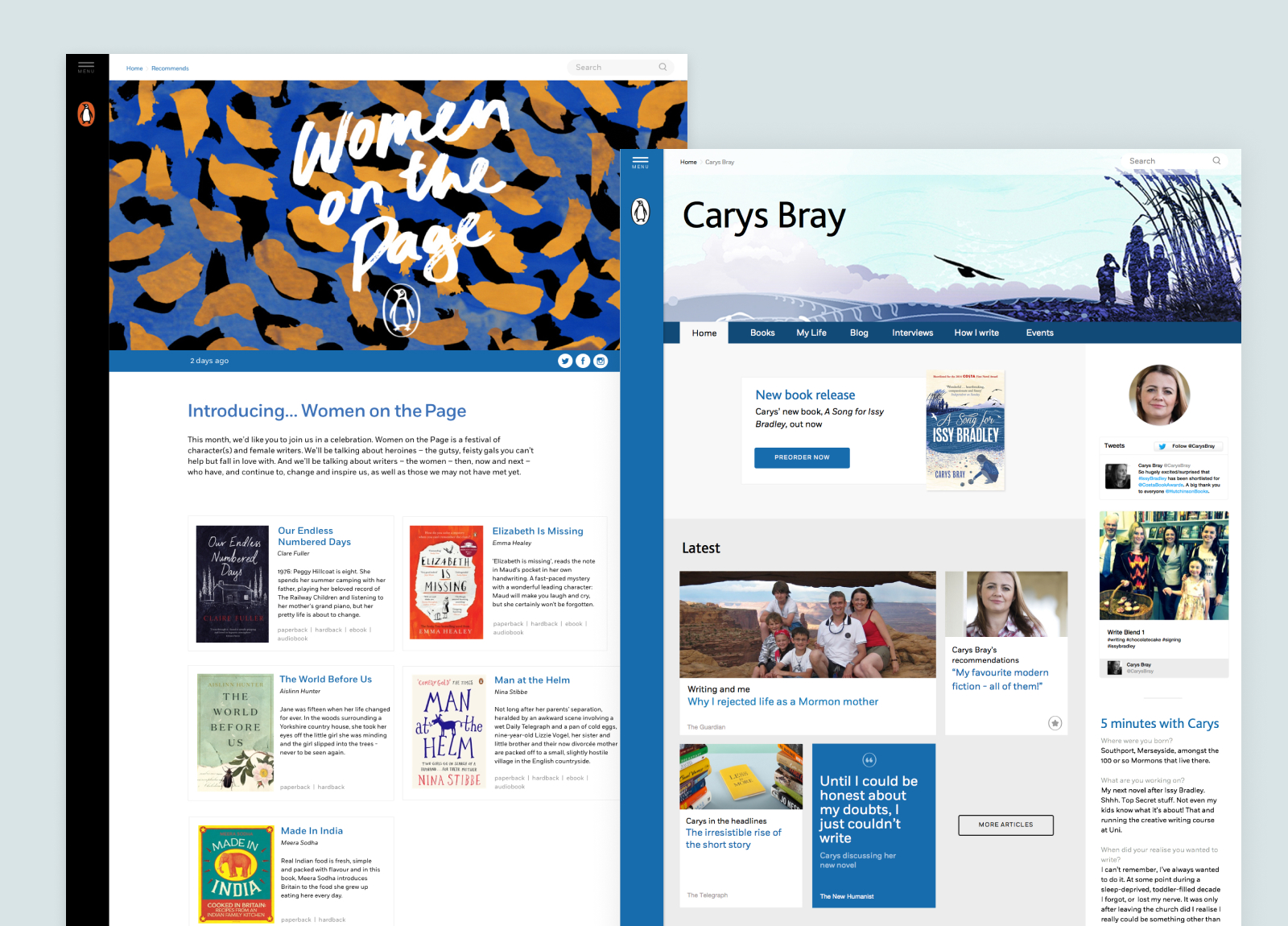 Example page templates from the unified platform